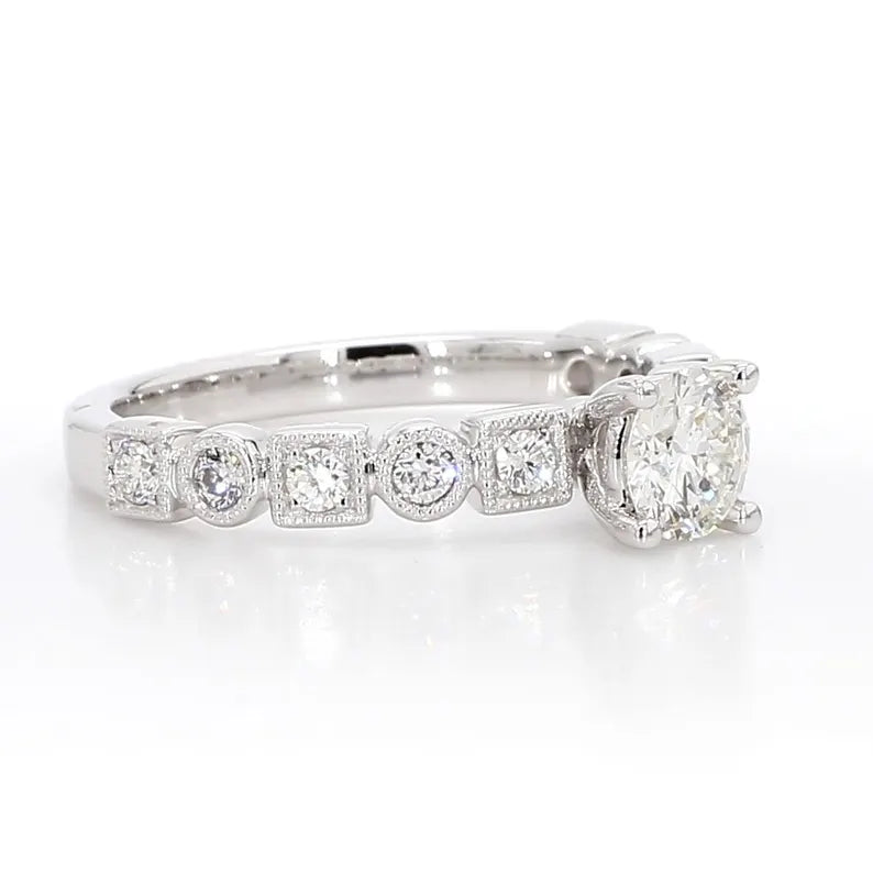 14K 0.83ct Lab Grown Diamond Round Cut Cocktail Ring