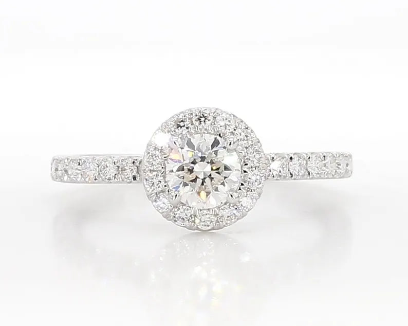 14K 0.9ct Lab Grown Diamond Round Cut Engagement Ring