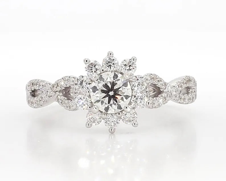 14K 1.03ct Lab Grown Diamond Round Cut Engagement Ring