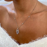 14K Solid Gold Lab Grown Diamond Hamsa Pendant Necklace