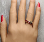 18K Solid Gold Princess Cut Ruby & Lab Grown Diamond 1.14 Carat Cocktail Ring - Alternate Angle