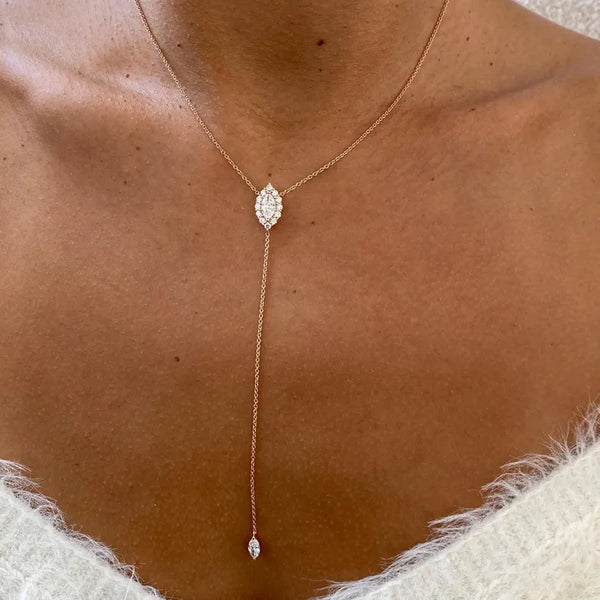 14K Natural Diamond Cluster Necklace
