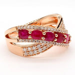 18K Solid Gold Red Oval Ruby & Lab Grown Diamond 2.04 Carat Cocktail Ring - Detail | Riyanika Jewels