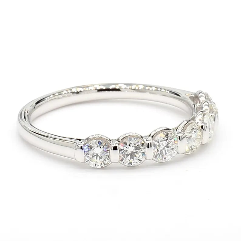 18K Solid Gold Round Lab Grown Diamond 0.81 Carat Wedding Band - Detail | Riyanika Jewels