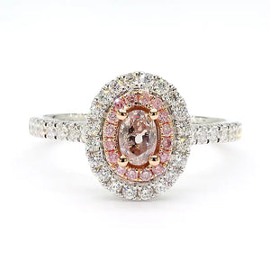 0.71ct Fancy Pink Diamond Oval Cut Cocktail Ring in 18K Solid Gold | Riyanika