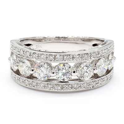 18K Solid Gold Round Lab Grown White Diamond 1.69 Carat Cocktail Band | Riyanika Jewels