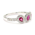 18K Solid Gold Red Pear Ruby & Lab Grown Diamond 1.10 Carat Cocktail Ring - Close Up