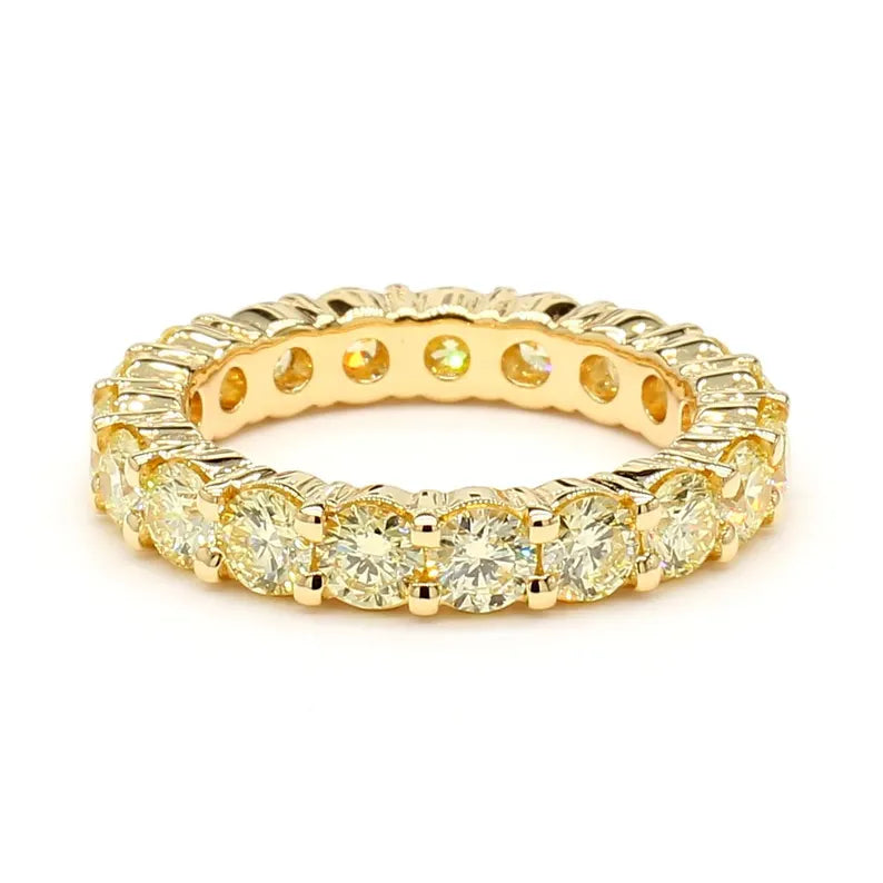 14K 2.55ct Lab Grown Yellow Diamond Round Cut Eternity Band