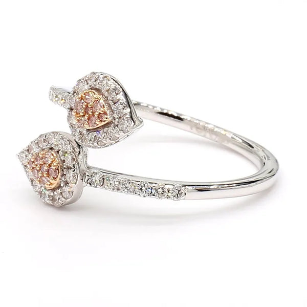 18K Solid Rose Gold Round Lab Grown Pink Diamond 0.41 Carat Cocktail Ring - Side View | Riyanika Jewels