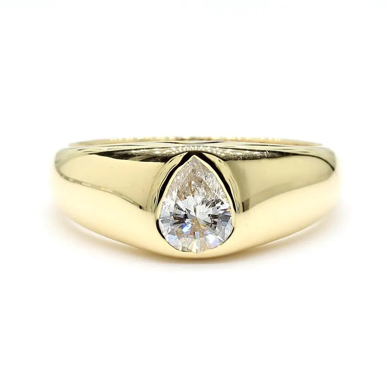18K Solid Gold Pear Lab Grown Diamond 0.52 Carat Cocktail Band - Detail | Riyanika Jewels