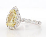 14K 3.41ct Lab Grown Yellow Diamond Pear Cut Cocktail Ring