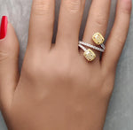 14K 2.42ct Lab Grown Yellow Diamond Cushion Cut Cocktail Ring