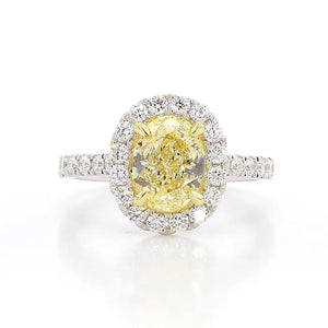 3.28ct Fancy Yellow Diamond Oval Cut Cocktail Ring in 18K Solid Gold | Riyanika