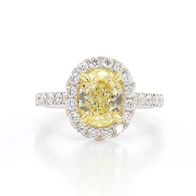 3.28ct Fancy Yellow Diamond Oval Cut Cocktail Ring in 18K Solid Gold | Riyanika