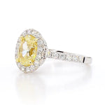 3.28ct Fancy Yellow Diamond Oval Cut Cocktail Ring in 18K Solid Gold | Riyanika