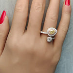 18K Solid Gold IGI Certified Lab Grown Yellow Pear Diamond 2.05 Carat CTW Cocktail Ring - Alternate Angle | Riyanika Jewels