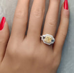 18K Solid Gold 2.24 Carat Cushion Yellow Lab Grown Diamond Cocktail Ring - Alternate Angle | Riyanika Jewels