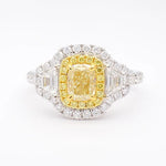 2.13ct Fancy Yellow Diamond Cushion Cut Cocktail Ring in 18K Solid Gold | Riyanika