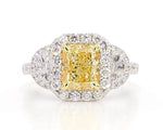 3.21ct Fancy Yellow Diamond Radiant Cut Cocktail Ring in 18K Solid Gold | Riyanika
