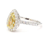 1.69ct Fancy Yellow Diamond Pear Cut Cocktail Ring in 18K Solid Gold | Riyanika