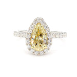 1.69ct Fancy Yellow Diamond Pear Cut Cocktail Ring in 18K Solid Gold | Riyanika