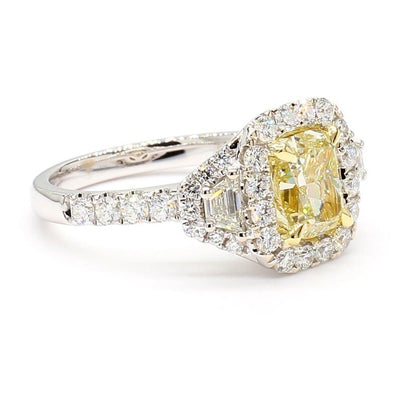 2.75ct Fancy Yellow Diamond Cushion Cut Cocktail Ring in 18K Solid Gold | Riyanika