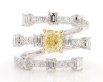18K Solid Gold 2.28 Carat Cushion Yellow Lab Grown Diamond Cocktail Ring - Detail | Riyanika Jewels