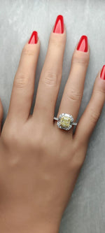 14K 1.97ct Lab Grown Yellow Diamond Radiant Cut Cocktail Ring