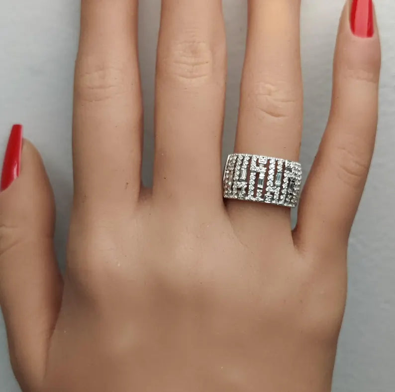 14K 0.68ct Lab Grown Diamond Baguette Cut Cocktail Ring