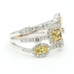 18K Solid Gold 2.22 Carat Cushion Yellow Lab Grown Diamond Cocktail Ring - Close Up