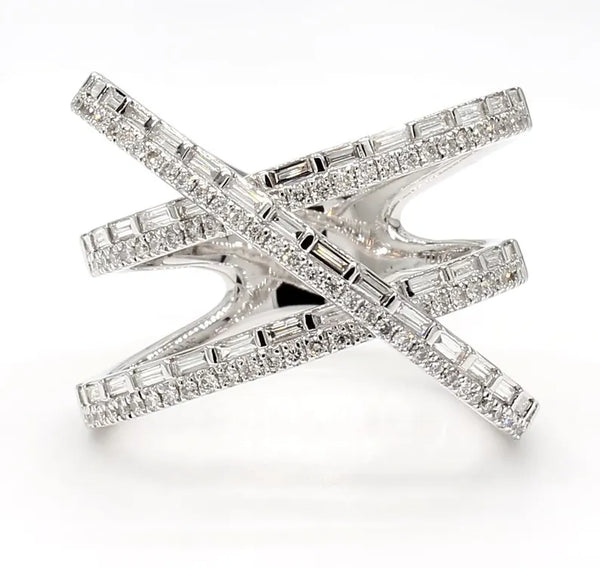 14K 0.78ct Lab Grown Diamond Baguette Cut Cocktail Ring