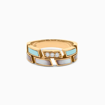 18K Solid Rose Gold Turquoise & Lab Grown Diamond 0.09 Carat Wedding Band | Riyanika Jewels