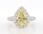 14K 3.41ct Lab Grown Yellow Diamond Pear Cut Cocktail Ring