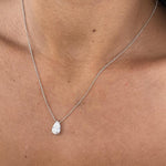 14K Natural Diamond Pear Cut Solitaire Necklace