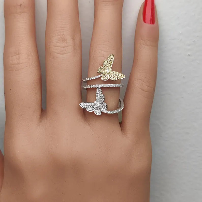 14K 0.96ct Lab Grown Yellow Diamond Round Cut Cocktail Ring