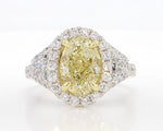 18K Solid Gold IGI Certified Lab Grown Yellow Oval Diamond 4.06 Carat CTW Cocktail Ring | Riyanika Jewels