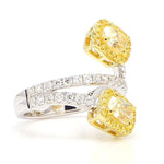 14K 2.42ct Lab Grown Yellow Diamond Cushion Cut Cocktail Ring