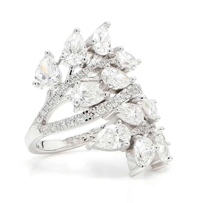 14K 5.11ct Lab Grown Diamond Pear Cut Cocktail Ring
