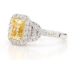 3.21ct Fancy Yellow Diamond Radiant Cut Cocktail Ring in 18K Solid Gold | Riyanika