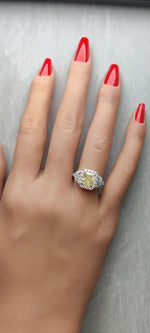 3.21ct Fancy Yellow Diamond Radiant Cut Cocktail Ring in 18K Solid Gold | Riyanika