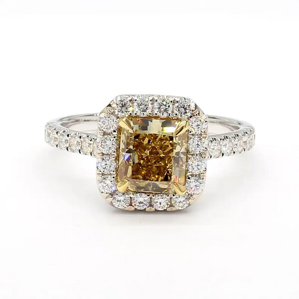 2.04ct Fancy Yellow Diamond Radiant Cut Cocktail Ring in 18K Solid Gold | Riyanika