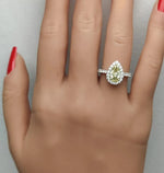 1.69ct Fancy Yellow Diamond Pear Cut Cocktail Ring in 18K Solid Gold | Riyanika