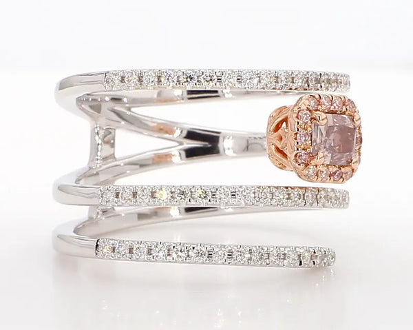 18K Solid Gold 0.70 Carat Radiant Pink Lab Grown Diamond Cocktail Ring - Side View | Riyanika Jewels