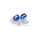 18K Solid Gold 3.22 Carat Heart Blue Sapphire and White Lab Grown Diamond Cocktail Ring