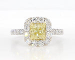 18K Solid Gold Cushion Lab Grown Yellow Diamond 1.94 Carat Cocktail Ring - Detail | Riyanika Jewels