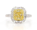 14K 1.97ct Lab Grown Yellow Diamond Radiant Cut Cocktail Ring