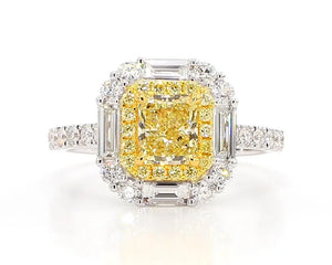 14K 1.97ct Lab Grown Yellow Diamond Radiant Cut Cocktail Ring