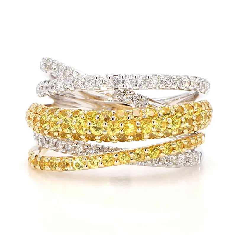 14K 1.86ct Lab Grown Yellow Diamond Round Cut Cocktail Ring