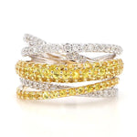18K Solid Gold Yellow Round Sapphire & Lab Grown Diamond 1.86 Carat Cocktail Ring - Detail