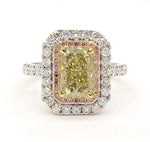 18K Solid Gold IGI Certified Lab Grown Yellow Radiant Diamond 3.16 Carat CTW Cocktail Ring